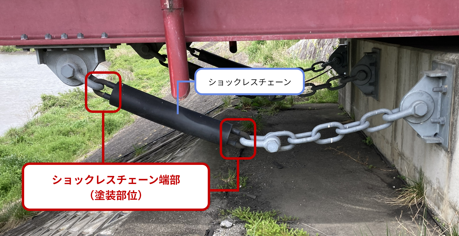 ショックレスチェーン端部の該当箇所